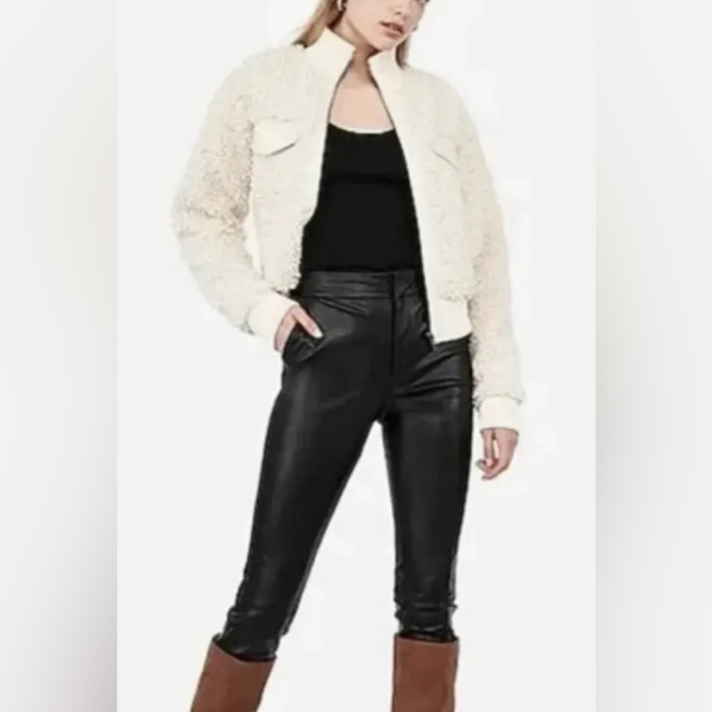 EXPRESS Negin Mirsalehi Sherpa Cropped Jacket S
